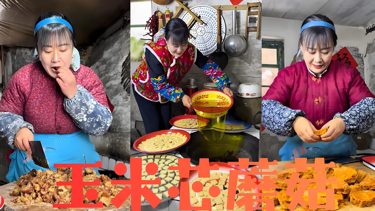 廢棄玉米芯，竟種出鮮嫩蘑菇#food #民间手艺人 #cooking #delicious #funny #美食