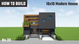 マイクラ建築：おしゃれでモダンな黒い家の作り方。スリット目隠し。10x10ブロックで簡単に。No.30【Minecraft】