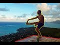 1 legs squats while hiking lanikai pillboxes + slacklining