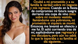Oculté a mi prometido y a su familia la verdad sobre mi negocio. Mi suegra me arrojó una copa encima