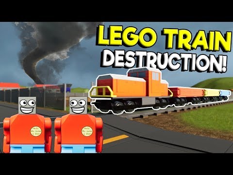 Lego City Train CRASHES into Lego Tornado & Nuke! - Brick Rigs Multiplayer Gameplay - Lego Train