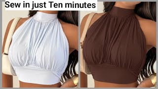 DIY: How To Cut And Sew A Brallete Top || How To Sew A Halter Neck Brallete Top