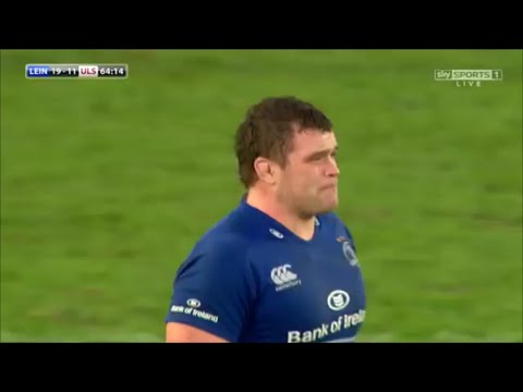 Jack McGrath stamps on Rory Best's leg