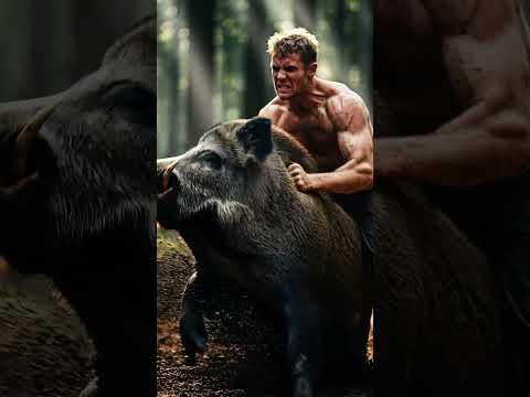 Man Defeats a wild Boar in Wrestling?! #wildshowdown #animalfight #boar #unbelievablemoments #wwefan