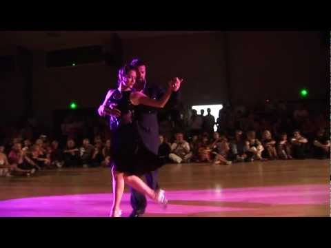  Diego Riemer  and  Maria Belen Giachello  are  dancing  to  the  tango  "  Malena  "  at  Tango Festival St Geniez  in  2012