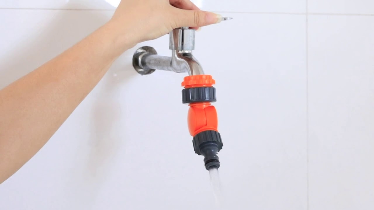 180° Rotatable Water Tap Faucet Connector 1/2" 3/4" Thread Port Garden Car Washing Swivel Joint