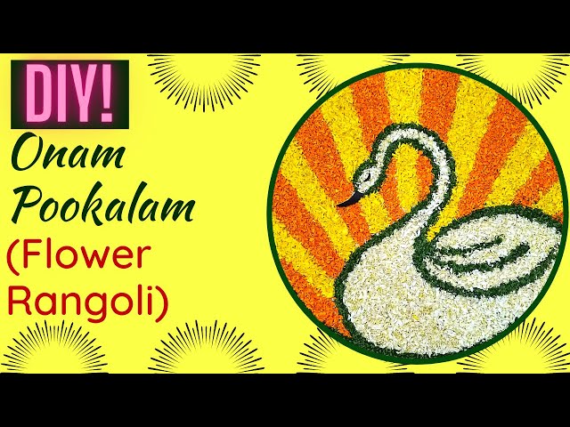 Simple onam pookalam rangoli design step by step instruction