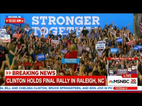 Hillary Clinton supporters chant "I believe that we will win!" at final 2016 campaign rally