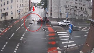 Electric scooter CRASH at crosswalk
