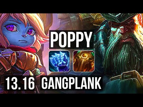 POPPY vs GANGPLANK (TOP) | 3.3M mastery, 9/1/8, 1400+ games, 6 solo kills | KR Master | 13.16