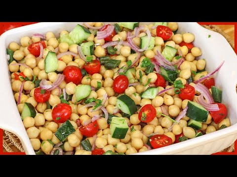 Salada proteica com grão-de-bico crocante