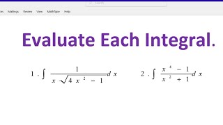 Evaluate Each Integral