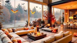 Soothing Jazz And Cozy Fireplace Sounds For Relaxation - Autumn Jazz In A Luxury Living Room Setting