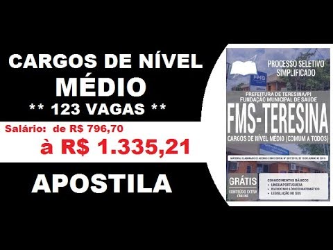 Apostila Processo Seletivo Simplificado FMS Teresina PI 2019 Cargos de Nível Médio