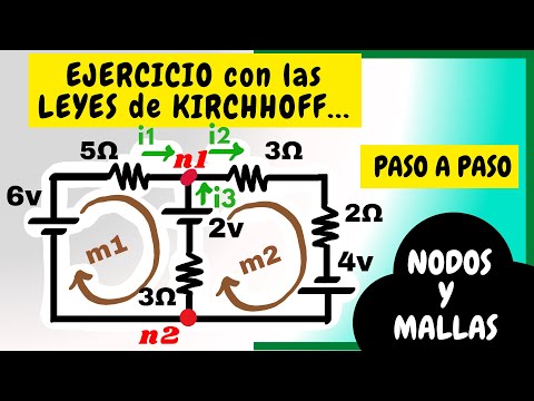 Kirchhoff's Laws. EXERCISE solved STEP BY STEP (Nodes and Meshes)