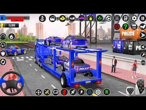 US Police Car Transport TrucksDriving - Car Transporter TrailerDriver Simulator - Android GamePlay