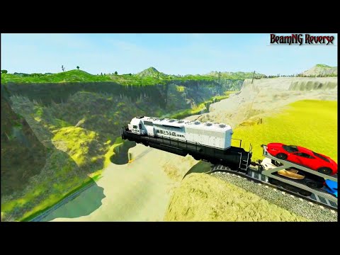 Impossible Large Trains vs Cliff Crashes Reverse#5 - BeamNG Drive