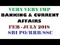 UPCOMING EXAM / MOST EXP BANKING AND CURRENT AFFAIRS  FEB TO JULY 2018 SBI/RRB/IBPS/SSC