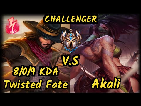 DOPA (Apdo) (TWISTED FATE) vs AKALI - 8/0/9 KDA MID CHALLENGER GAMEPLAY - KR