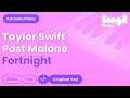 Taylor Swift, Post Malone - Fortnight (Piano Karaoke)