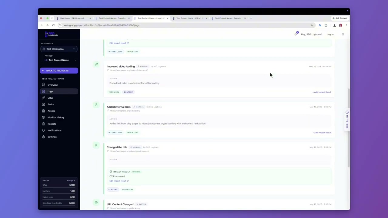 SEO Logbook video preview