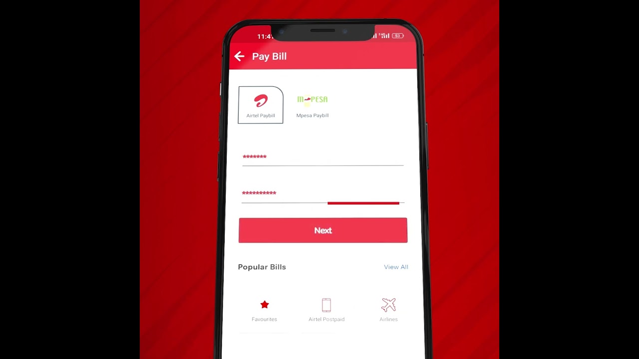 Pa yBills using  #myairtelapp