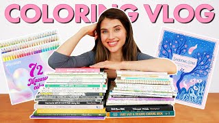 ULTIMATE COLORING VLOG: coloring book shopping, new supplies & my coloring book collection 💖
