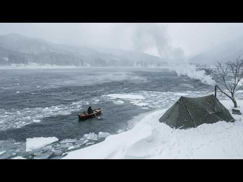 2 days Surviving in the Wild by a Glacial Riverr | Winter Camping