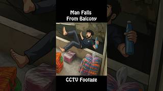 Man Falls Off Balcony – Real CCTV Footage