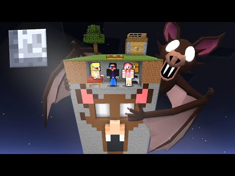 🦇ВЫЖИВАНИЕ НА ЧАНКЕ ЛЕТУЧЕЙ МЫШИ В МАЙНКРАФТ! ШЕДИ ЛЕСКА И НУБИК 99 НОЧЕЙ В ЛЕСУ MINECRAFT