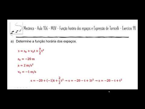 Física – Mecânica – Aula 106 – MUV – Função horária dos espaços e Expressão de Torricelli – Exercíci