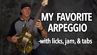 Guitar Lesson My favorite Arpeggio with licks jam tabs - learn lead guitar soloing