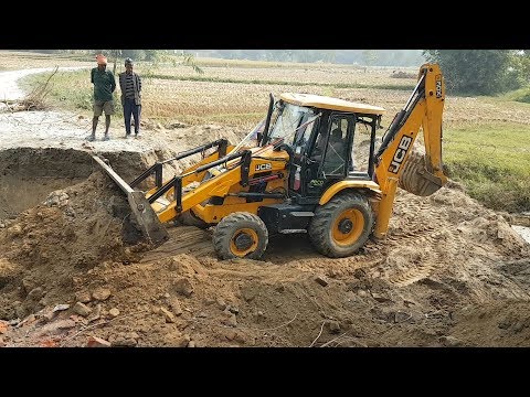 JCB Working For New Bridge Construction -JCB Working On Mud - JCB Video
