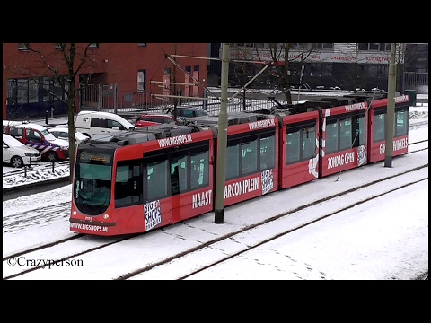 RET trams in de sneeuw bij Melanchthonweg Rotterdam!