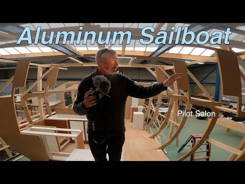 Boat Tour! ALUMINUM Sailboat Pt 15 - INTERIOR Layout Enksail Orion 49 | LEWMAR Factory Tour | EP 236