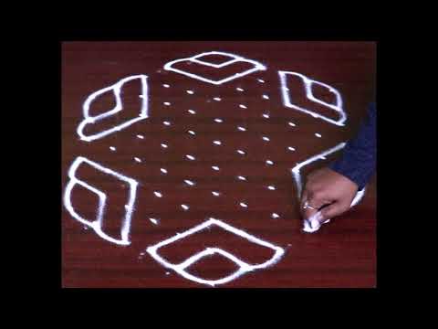 Simple rangoli 11X6 dots | Easy rangoli design | New Apartment Daily kolam | KGS Rangoli designs