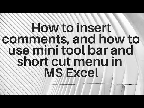 How to insert comments and how to use mini tool bar and short cut menu in MS Excel Urdu Lesson 21