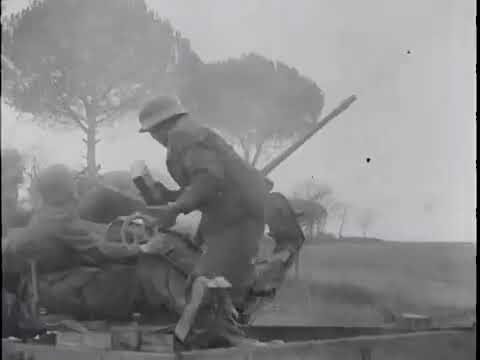 Italy 1944 German light 20 mm and heavy 88 mm Flak Guns shoot down Allied Planes rare WW2 footage