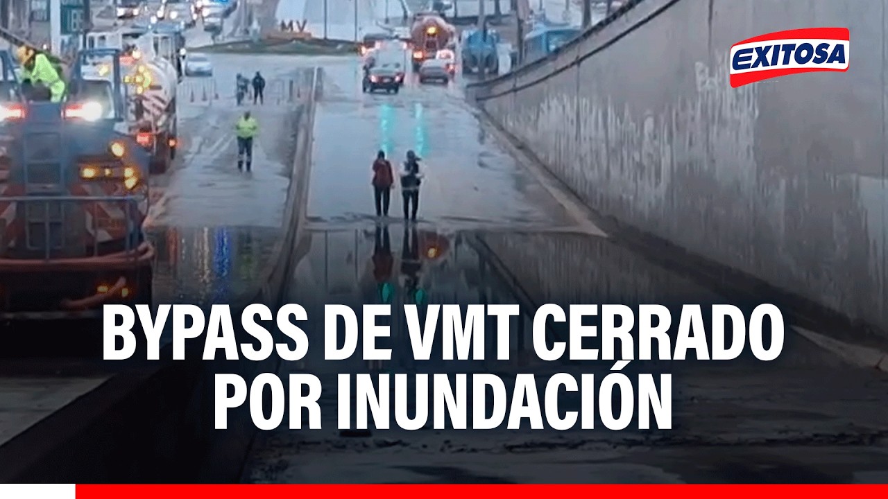 🔴🔵 Bypass de la Av. Pachacútec fue cerrado tras inundarse por la intensa llovizna en VMT