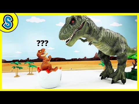 Trex got a Baby Dinosaur! Skyheart's dinosaurs for kids spinosaurus fight jurassic world playmobil