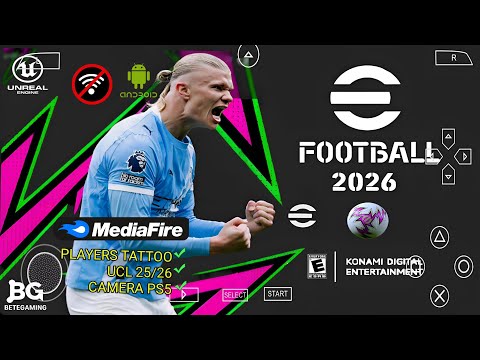 eFootball PES 2026 PPSSPP Android Offline PS5 Camera | Efootball 2026 PSP Full Update & PlayerTattoo