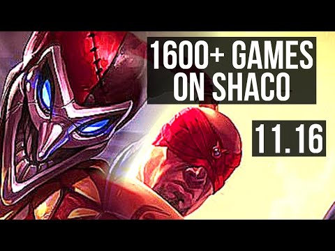 SHACO vs LEE SIN (JUNGLE) | 11/0/3, 3.2M mastery, 1600+ games, Legendary | EUW Master | v11.16