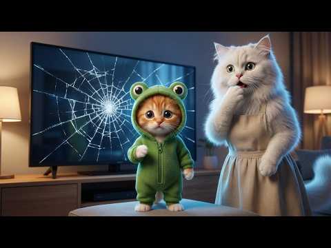 Leo Broke the TV — What He Did Next Shocked Mama Cat 😱📺