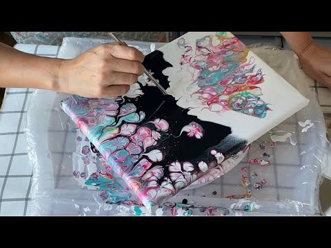 The SWIPE n’ STICK✨Using Silicone Oil🎶Acrylic Pour Painting Ideas💕Fluid Art Fun (#37)