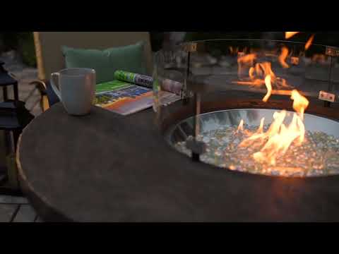 The Outdoor GreatRoom Company Beacon 48-Inch Marbleized Noche Round Gas Fire Pit Table Overview