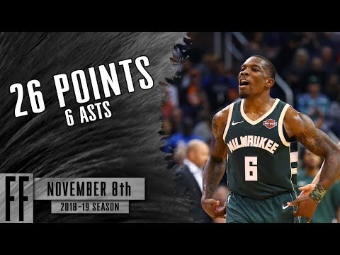 Eric Bledsoe - 2018.11.08 Bucks vs Warriors - 26 Pts, 6 Asts, 10-12 FGM
