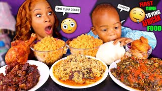 Download lagu BABY ELIJAH First Time Trying AFRICAN FOOD Mukbang ( FUFU EGUSI SOUP & EFO RIRO ) QUEEN BEAST mp3