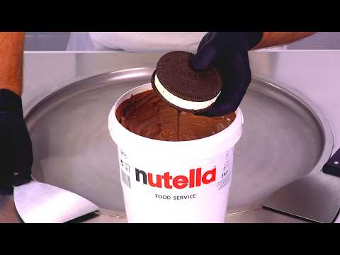 Giant Nutella & Oreo — Ice Cream Rolls | Satisfying Visual ASMR