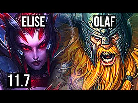 ELISE vs OLAF (JUNGLE) | 9/1/8, 1.6M mastery, 500+ games, Legendary | KR Challenger | v11.7