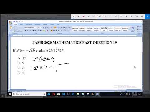 JAMB 2020 MATHEMATICS PAST QUESTION 19 Binary Operation